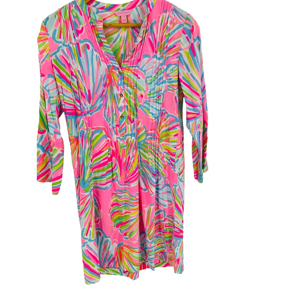 Lilly Pulitzer Sarasota Tunic Dress Pintuck Pink Pout Shellabrate Size small